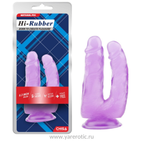 Фаллоимитатор двойной гелеобразный прозрачный на присоске Hi-Rubber фиолетовый 7,9