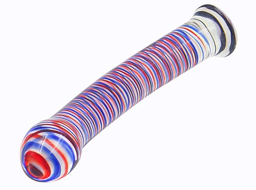 Фаллоимитатор "Stripe" из прозрачного стекла с рисунком из цветных полос
